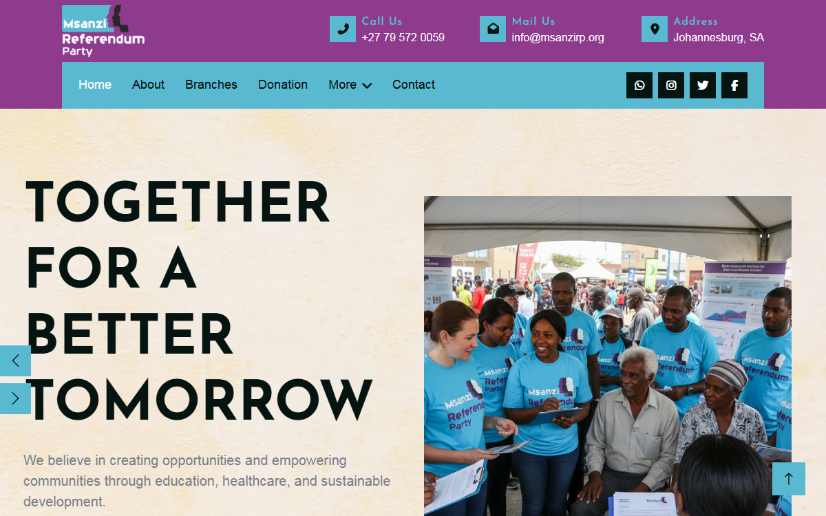 Msanzi Referendum Party website preview