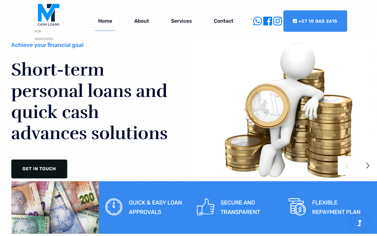 MT Cash Loans website preview