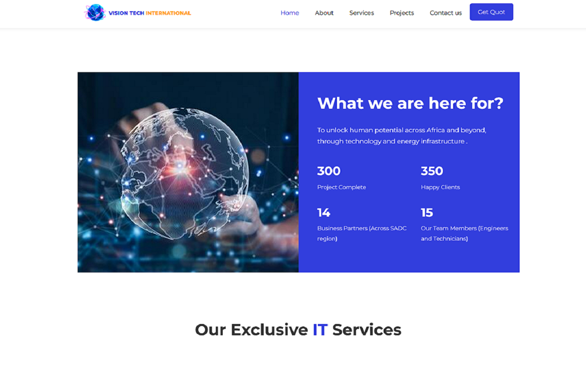 Vision Tech International website preview
